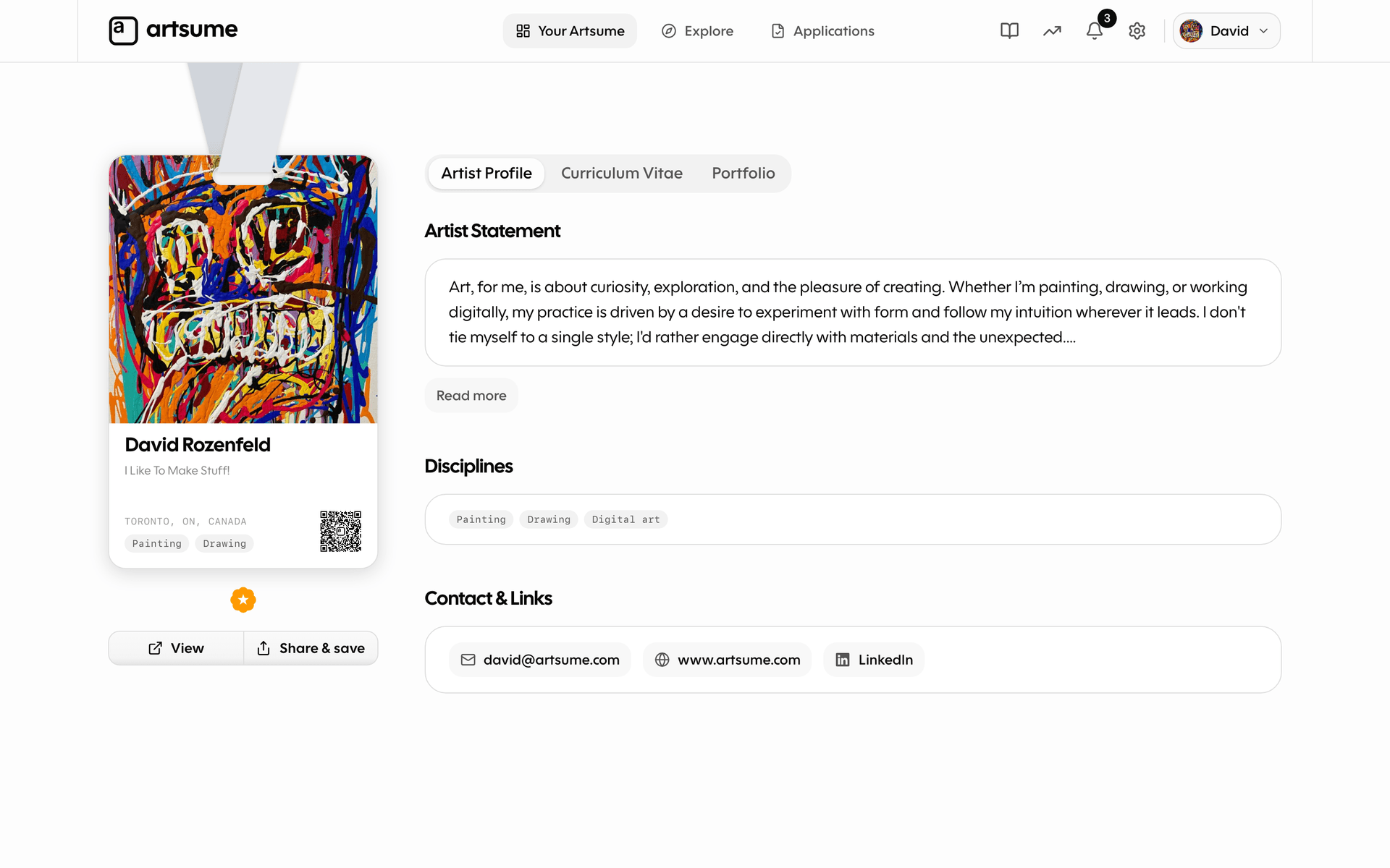 The redesigned artist dashboard