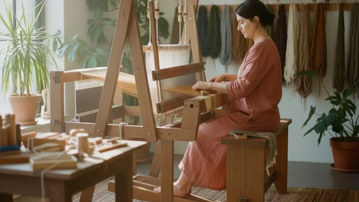 Artist working productively in an organized studio space